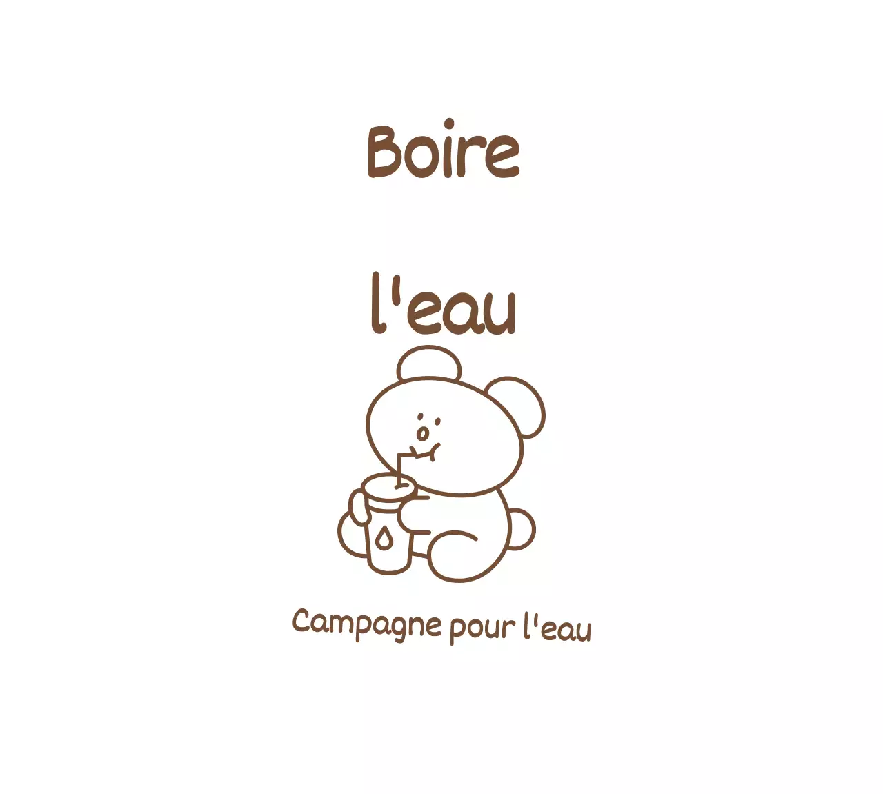 Une campagne sur l'eau potable avec une illustration d'ours brun simple et mignon