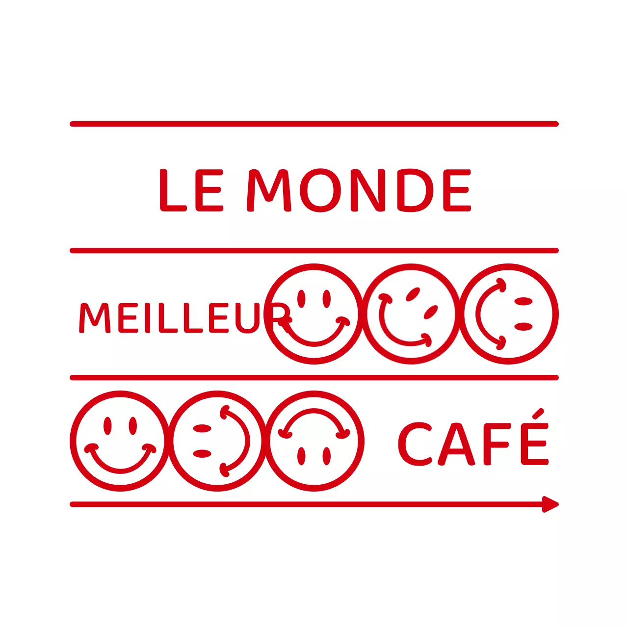 Combinaison de texte et d'emoji simple et épurée, style café en rouge