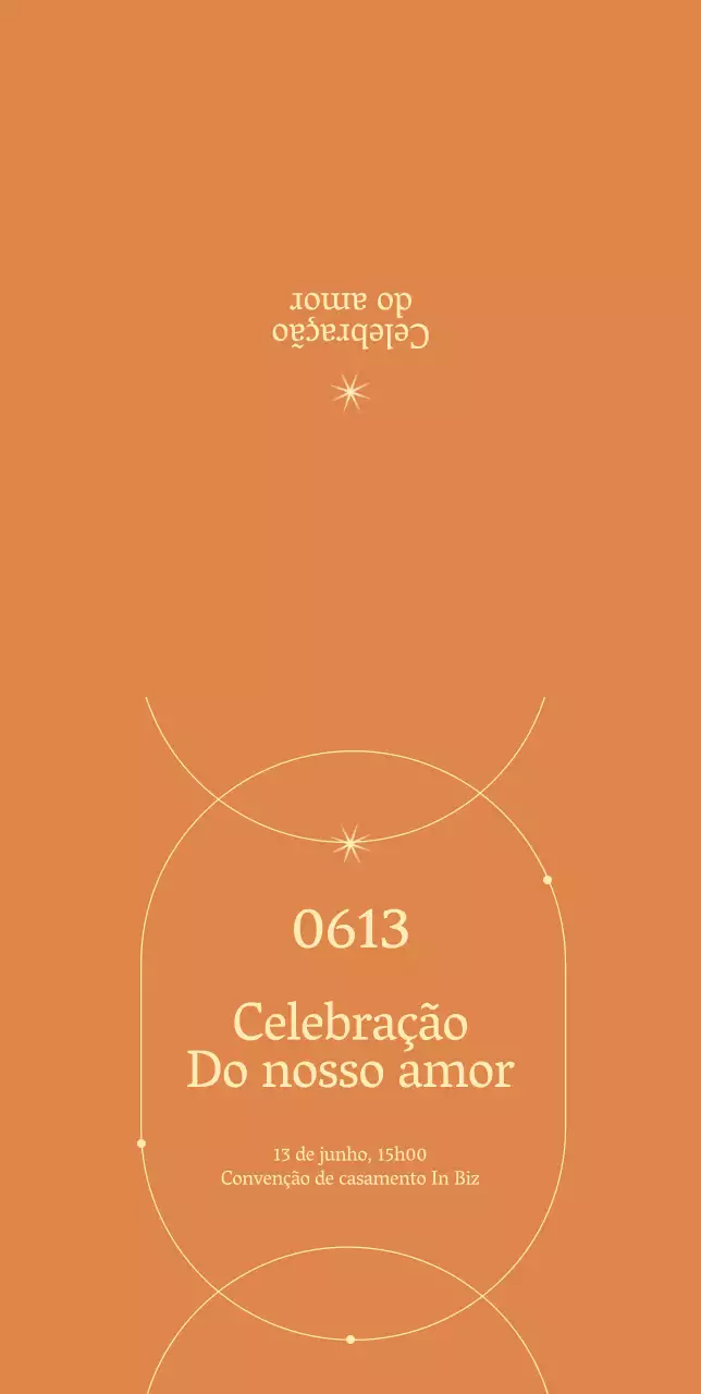 Convite de casamento simples e emotivo com fundo cor de laranja