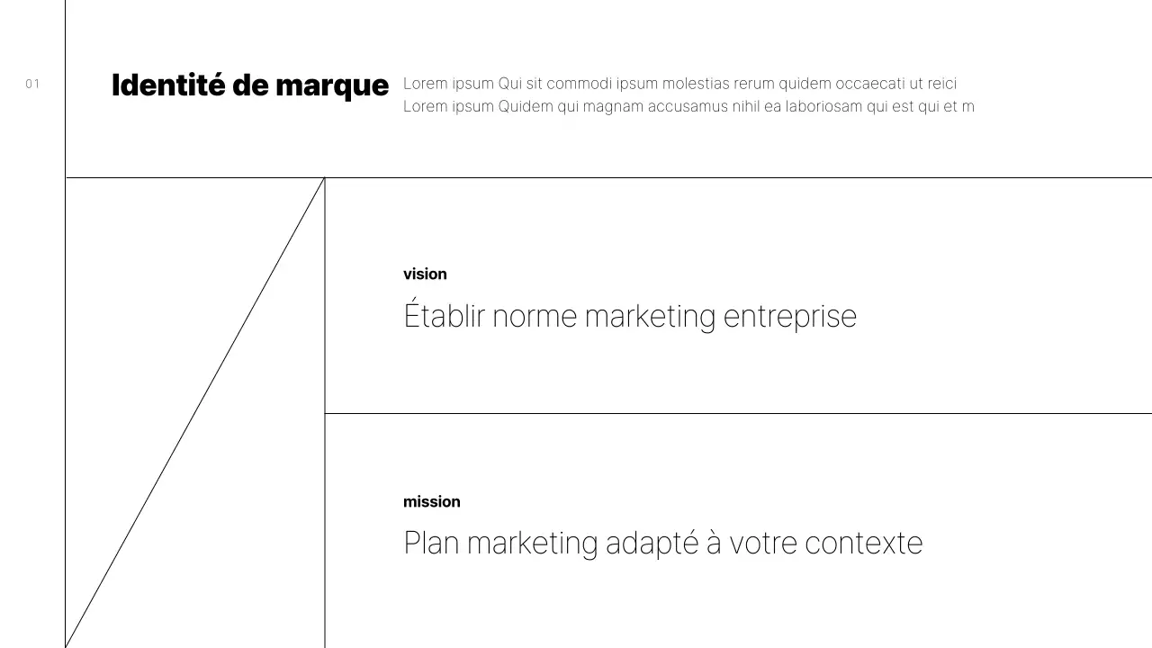 Proposition de guide de conception de marque simple avec des lignes noires
