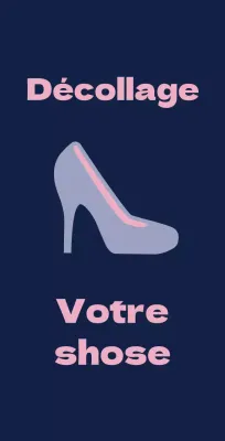 Chaussures de ballet sur fond bleu marine avec un panneau demandant d'enlever ses chaussures.