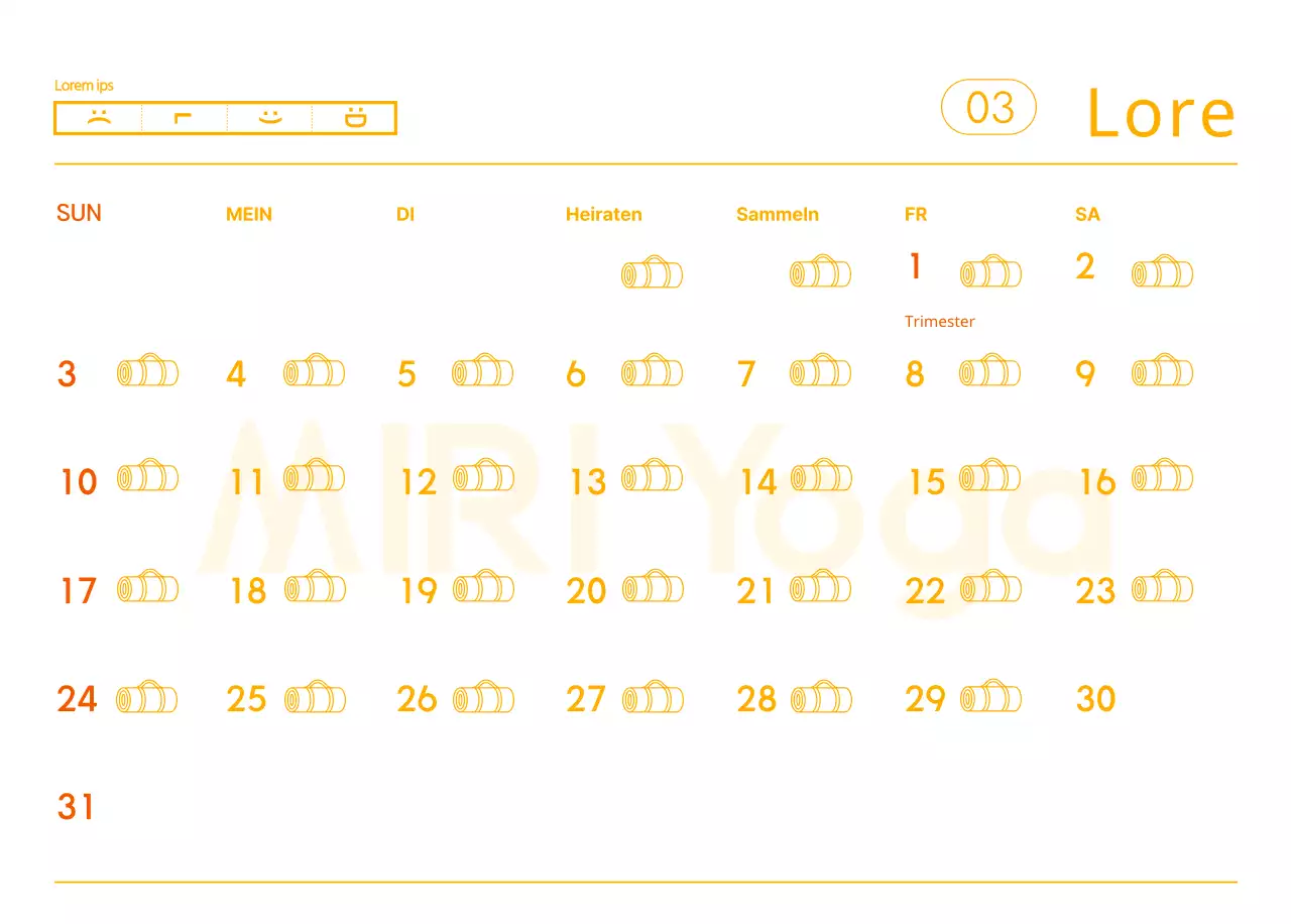 Orangefarbene Kalender zum Verschenken bei der Werbung für Ihr Yogastudio