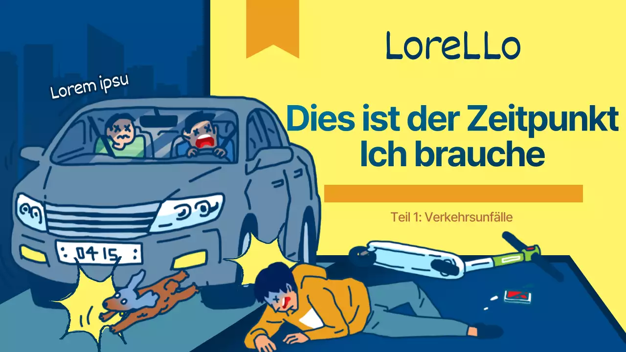 Gelb und Blau Autounfall Illustration Konzept Anwalt Vertretung Fall