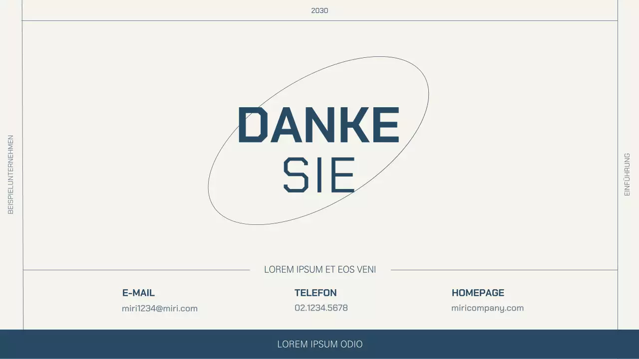 Einfaches Layout in Beige und Marineblau für ein Unternehmensprofil