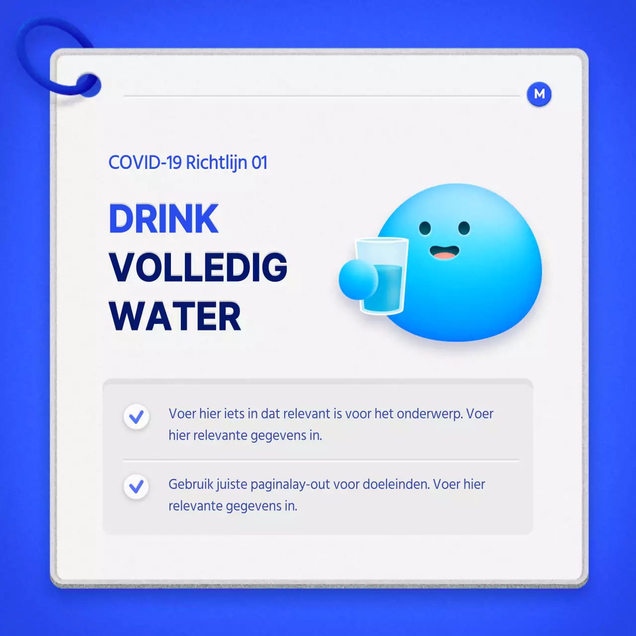 Een keurige thuiszorggids met een blauw cue card concept