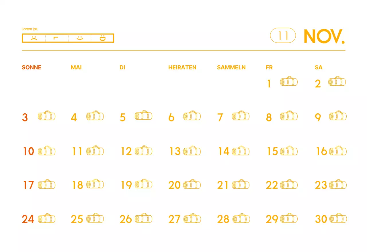 Orangefarbene Kalender zum Verschenken bei der Werbung für Ihr Yogastudio