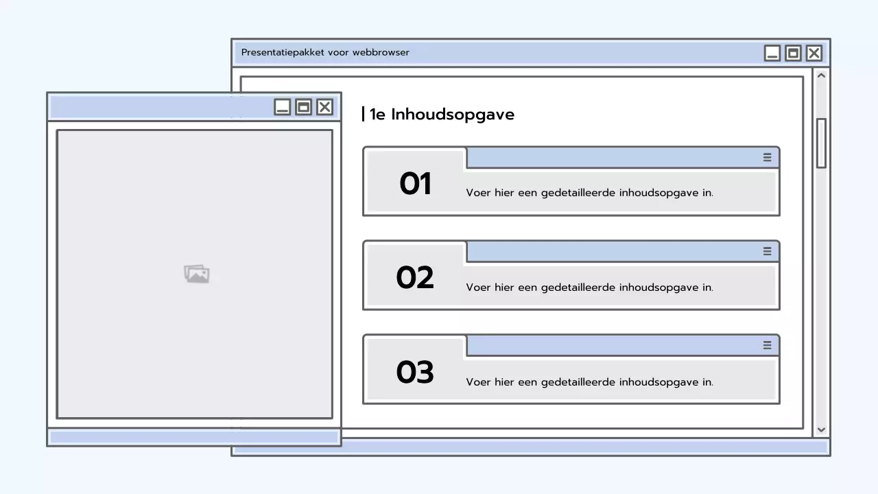 Presentatiepakket met lichtblauw browserconcept