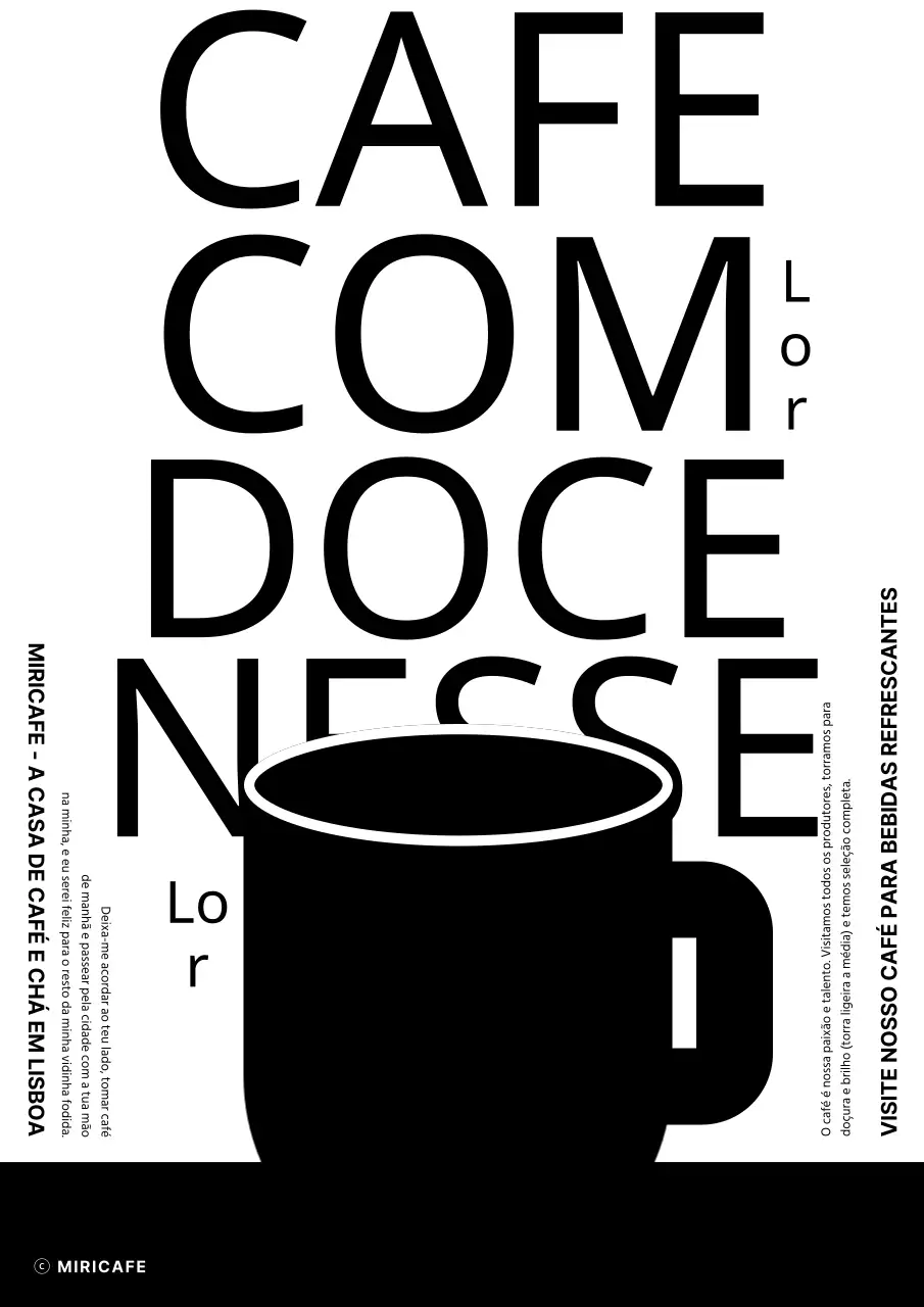 Cartaz de fachada de café a preto e branco