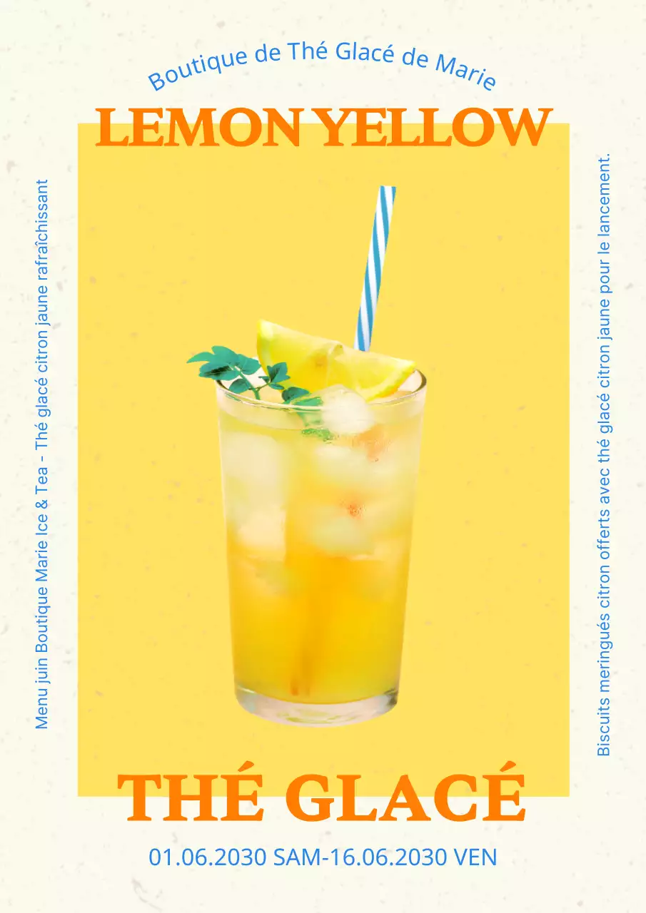 Faites la promotion de votre nouveau menu avec une palette de couleurs jaunes et fraîches.