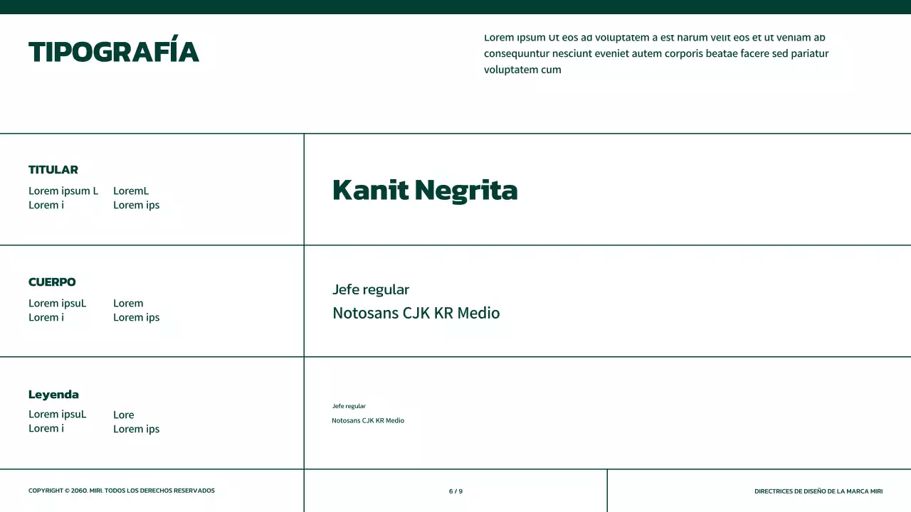 Directrices de marca sencillas en verde con toques naranjas