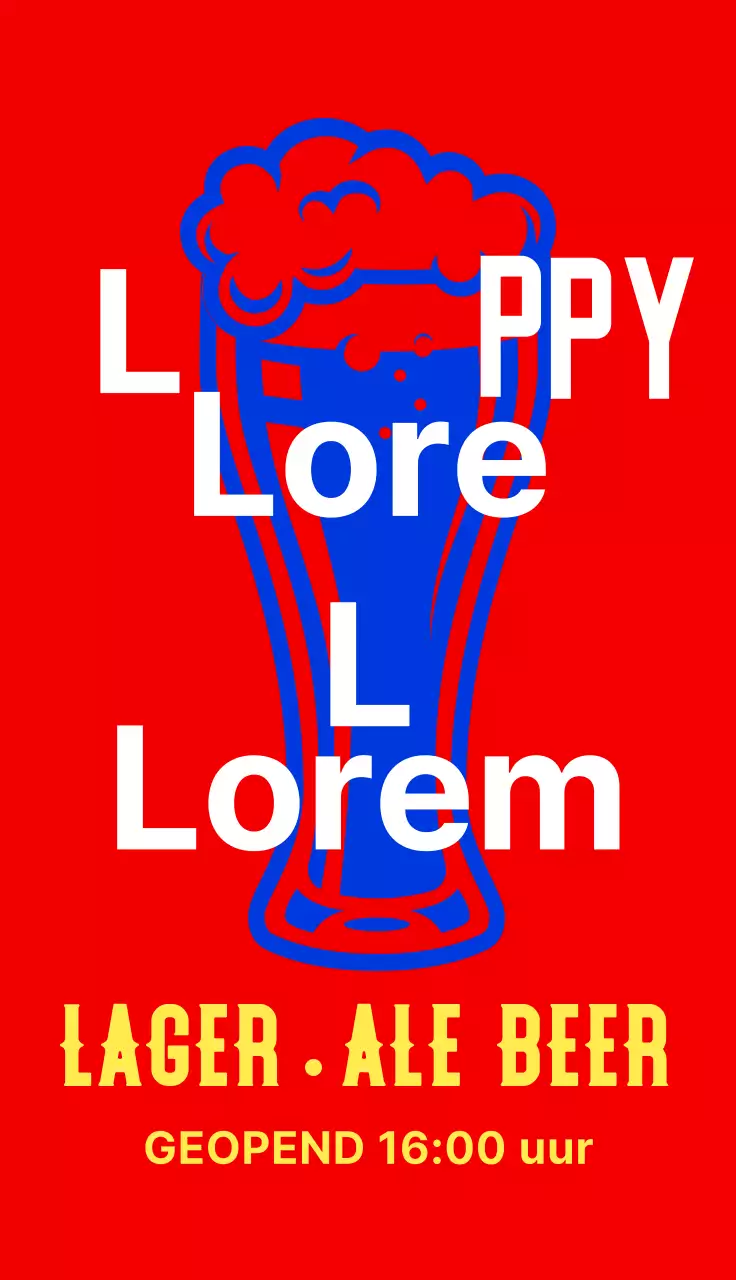 Biercafé menubord met hippe bierillustraties in blauw