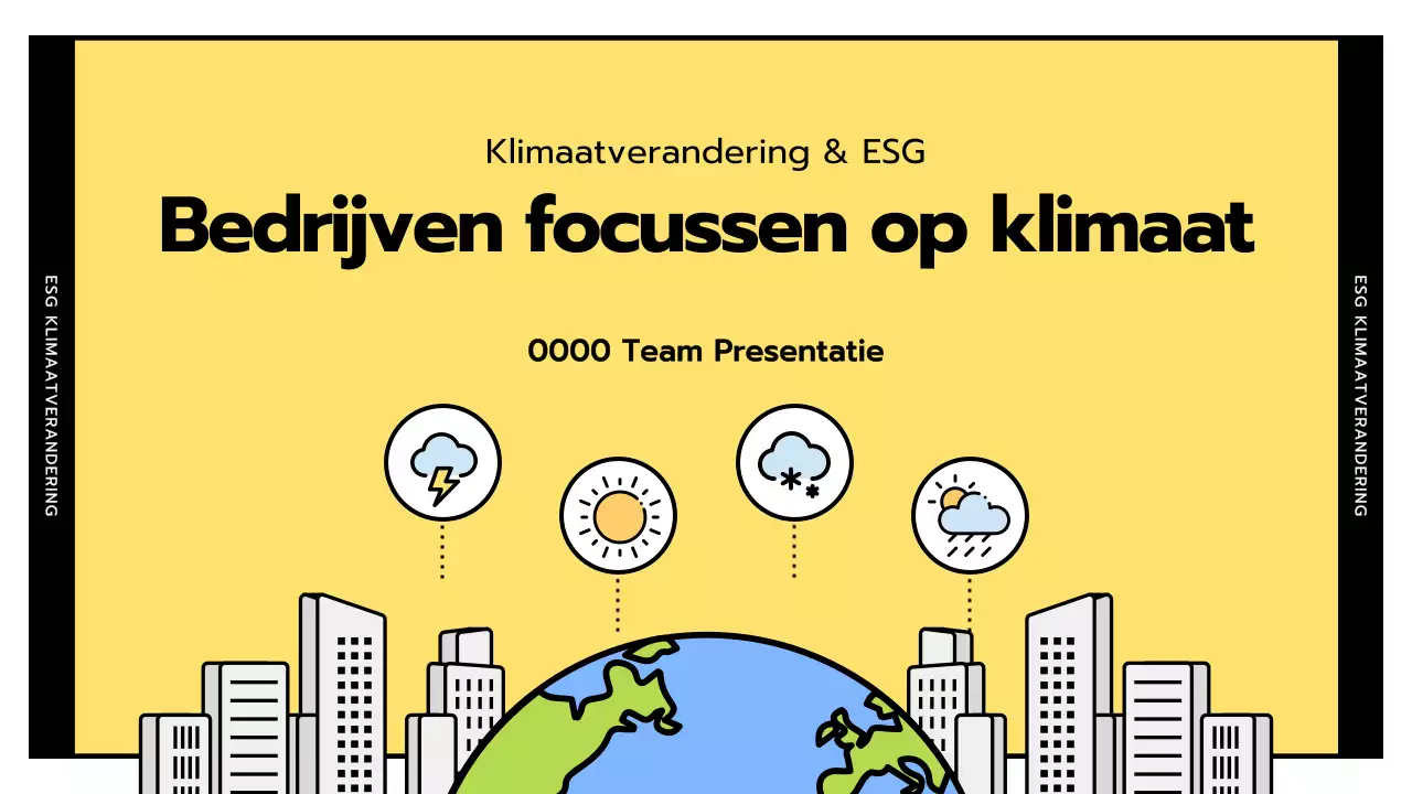 Eenvoudige ESG en klimaatverandering in geel en zwart
