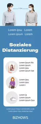 Blaues sauberes Porträt Leitfaden zur sozialen Distanzierung