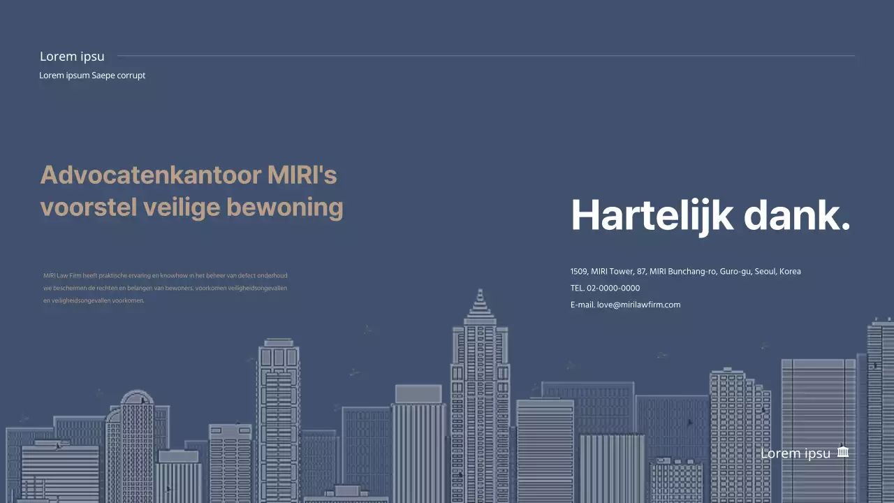 Biedingsvoorstel schoon advocatenkantoor in blauw en beige (PPT)