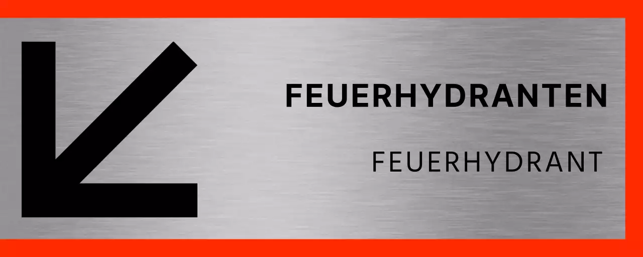 Standorte von Feuerhydranten mit großen schwarzen und roten Pfeilen