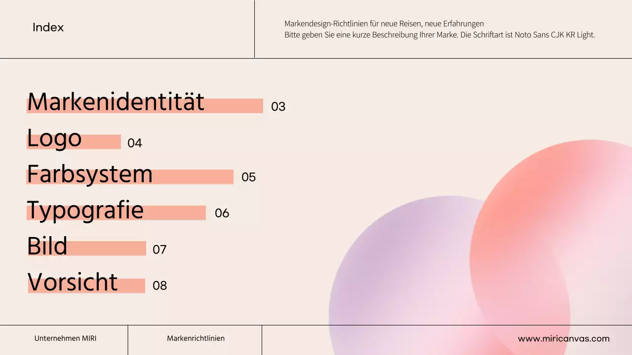 Ein einfacher Markenleitfaden in den Farben Elfenbein und Orange