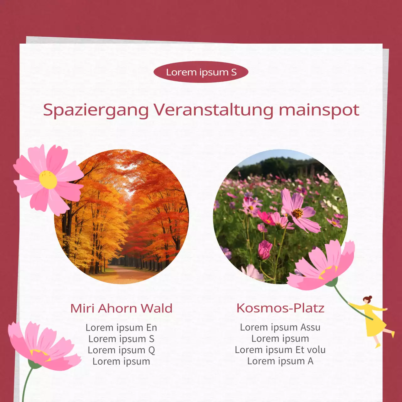 Werbung für ein modernes Herbstfest in Rot und Orange