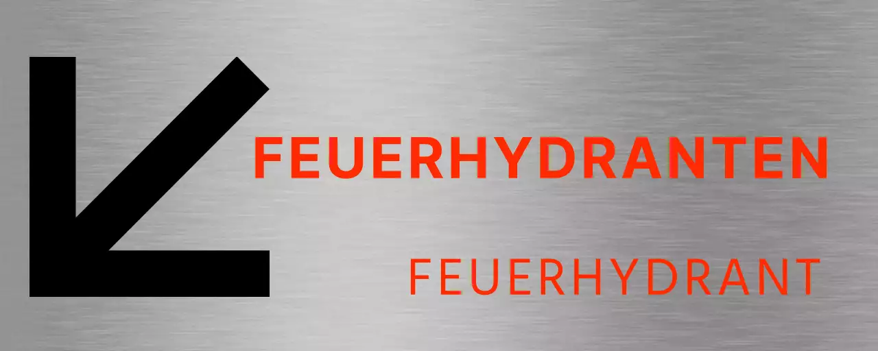 Standorte von Feuerhydranten mit großen schwarzen und roten Pfeilen