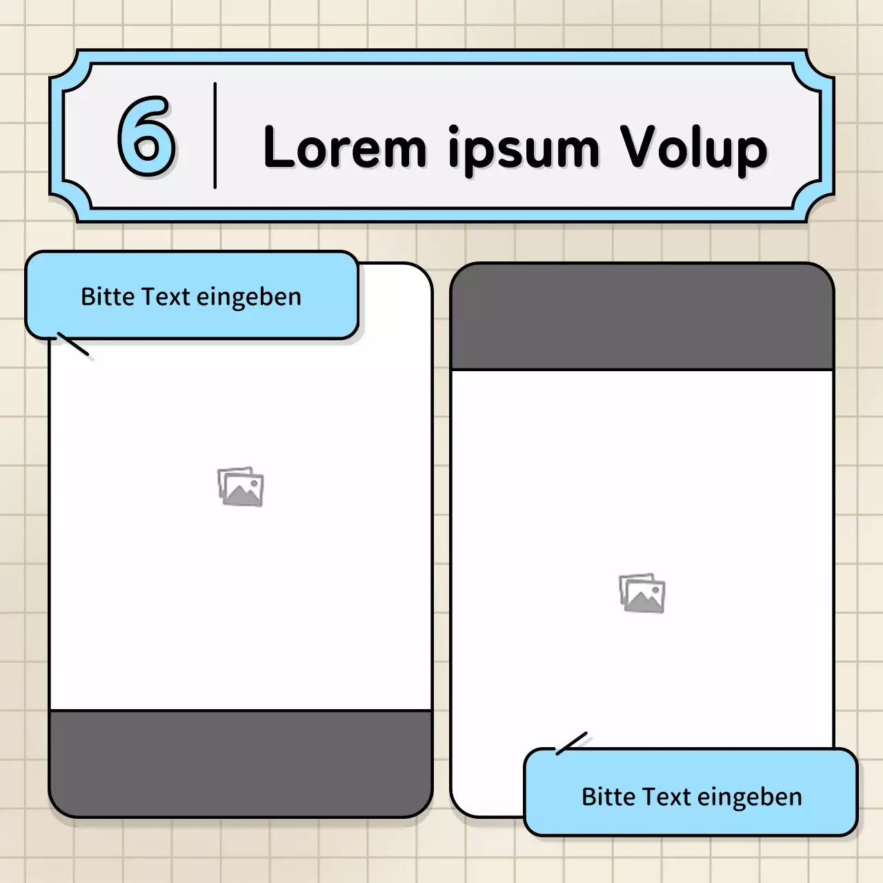 Hellblaue und gelbe Sprechblasen und niedlicher Illustrationsstil