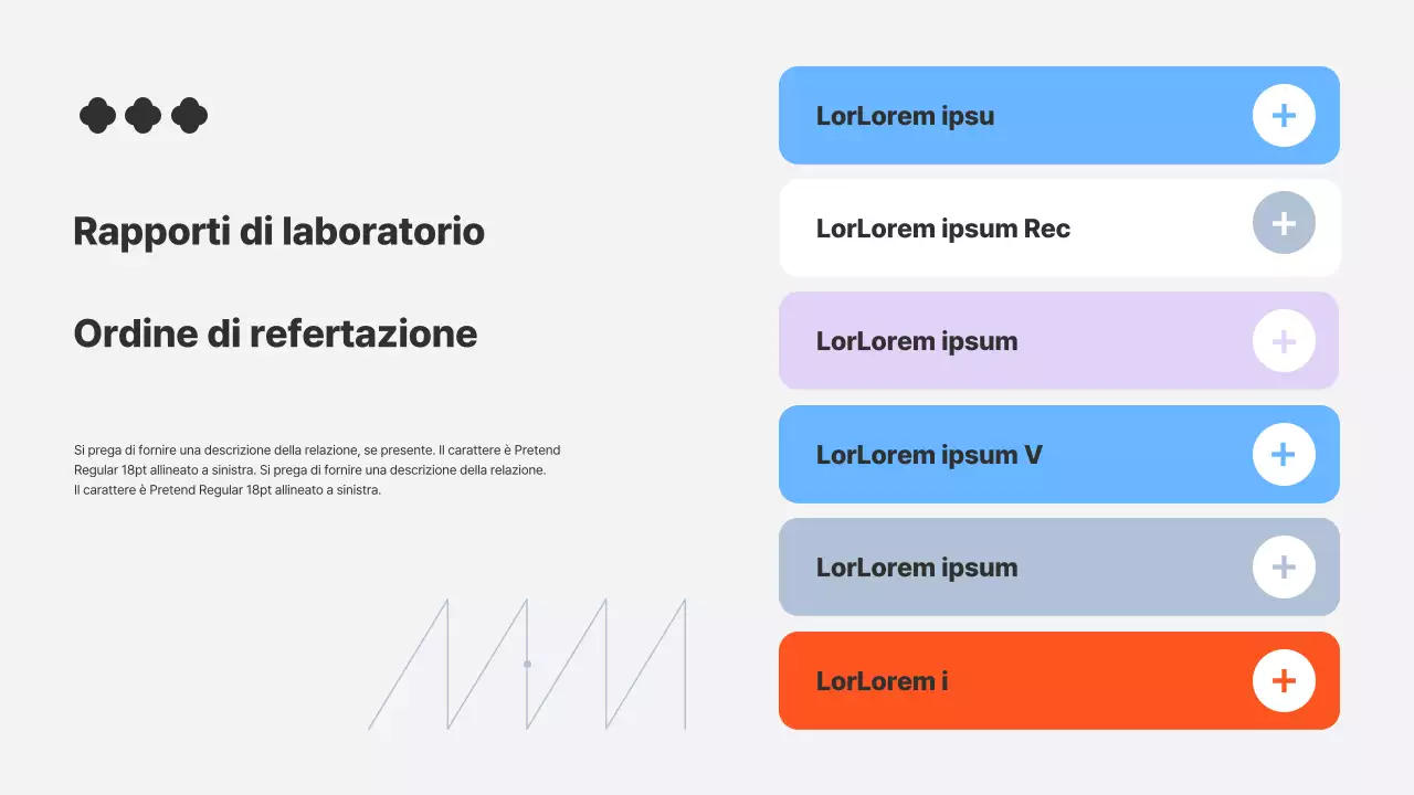 Rapporto di laboratorio con cornici blu e arancioni