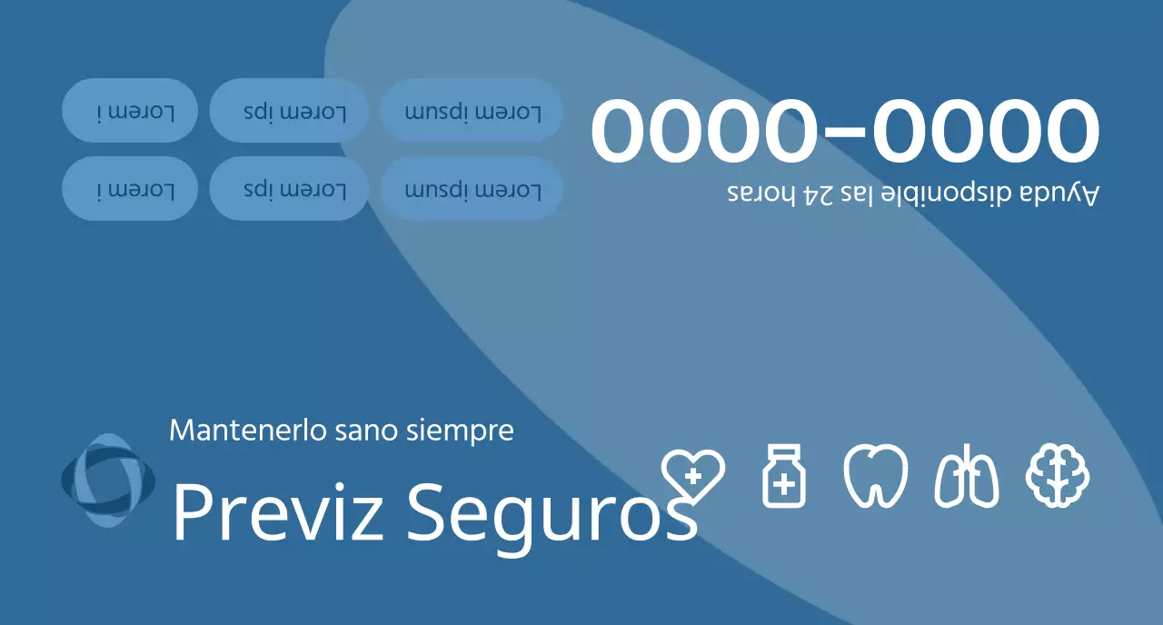 Una pieza promocional de una compañía de seguros con ilustraciones en 3D de tonos oscuros e iconos de salud.