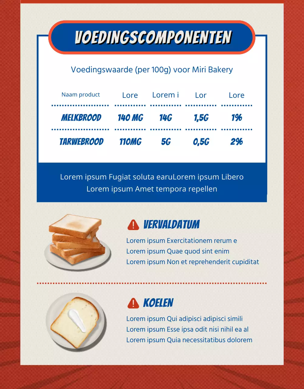 Introductie van rood en blauw vintage brood