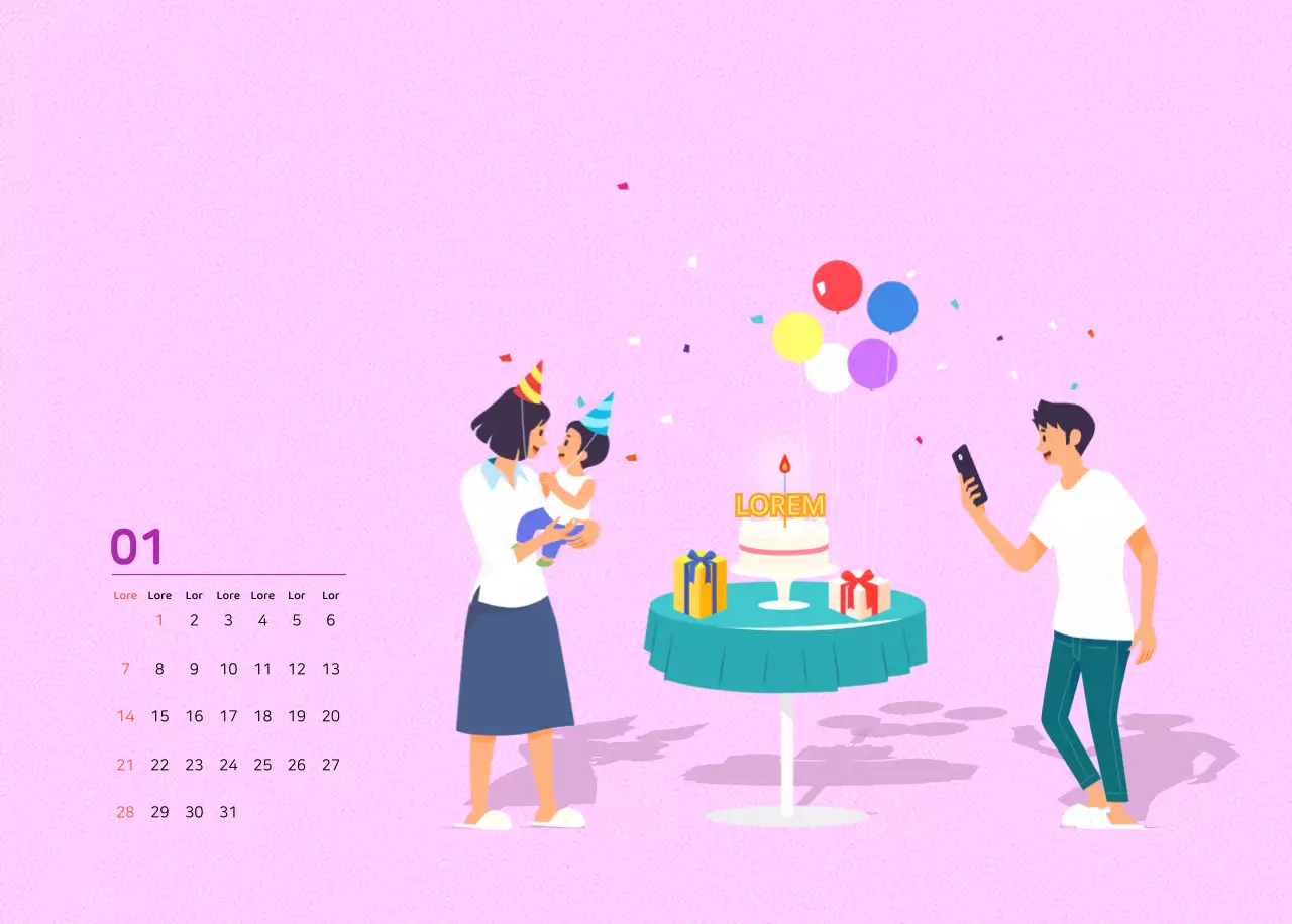 Illustration d'une famille multicolore