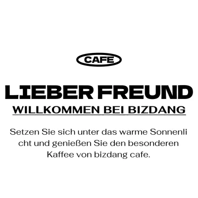Einfacher, angesagter, textlastiger Stil in Schwarz und Weiß für Cafe-Werbung und Merchandising