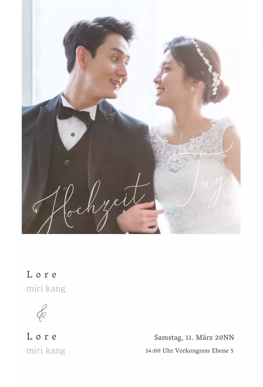 Hochzeitseinladungen mit einem sauberen Fotolayout