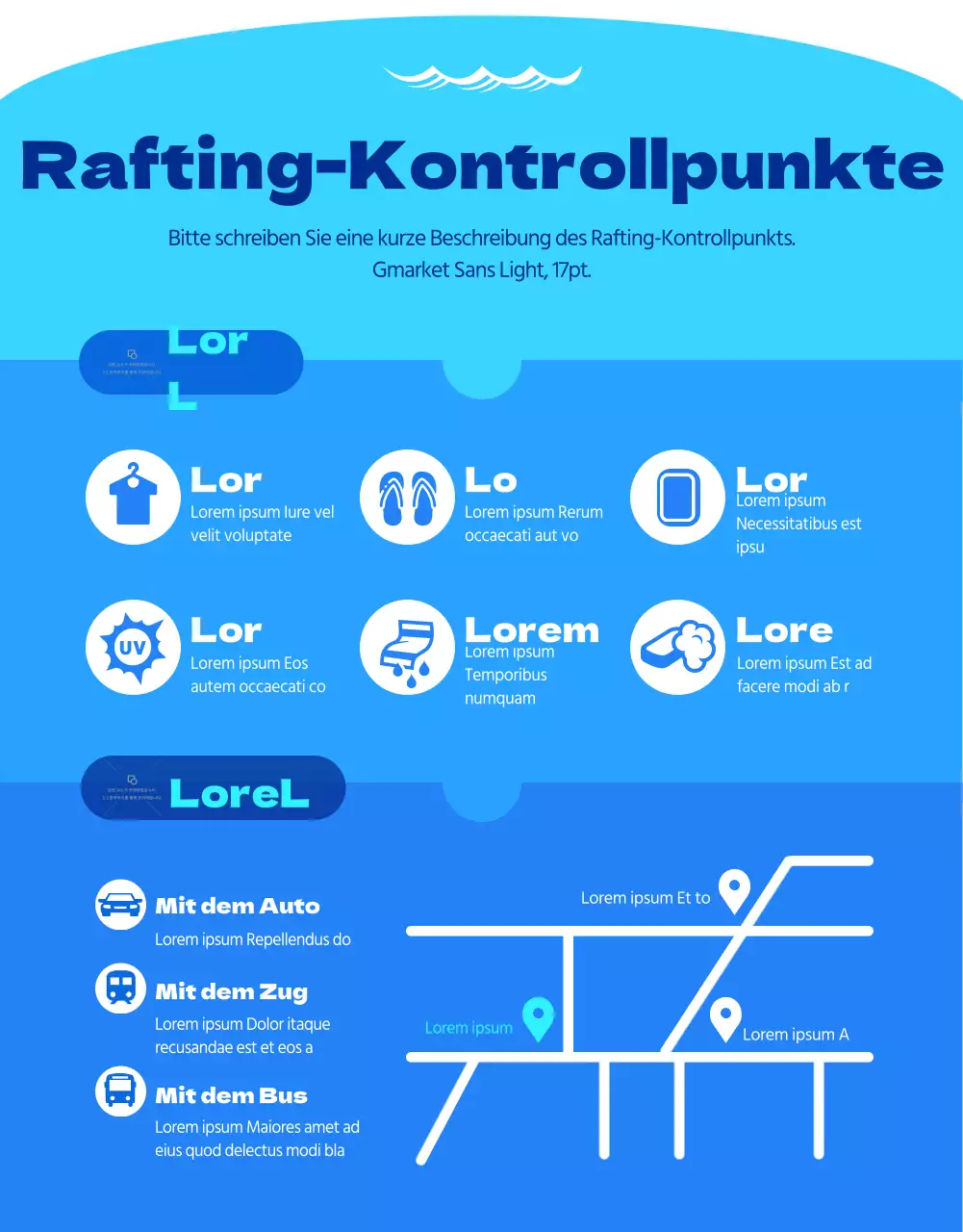 Kühles, sauberes Rafting in Hellblau und Weiß