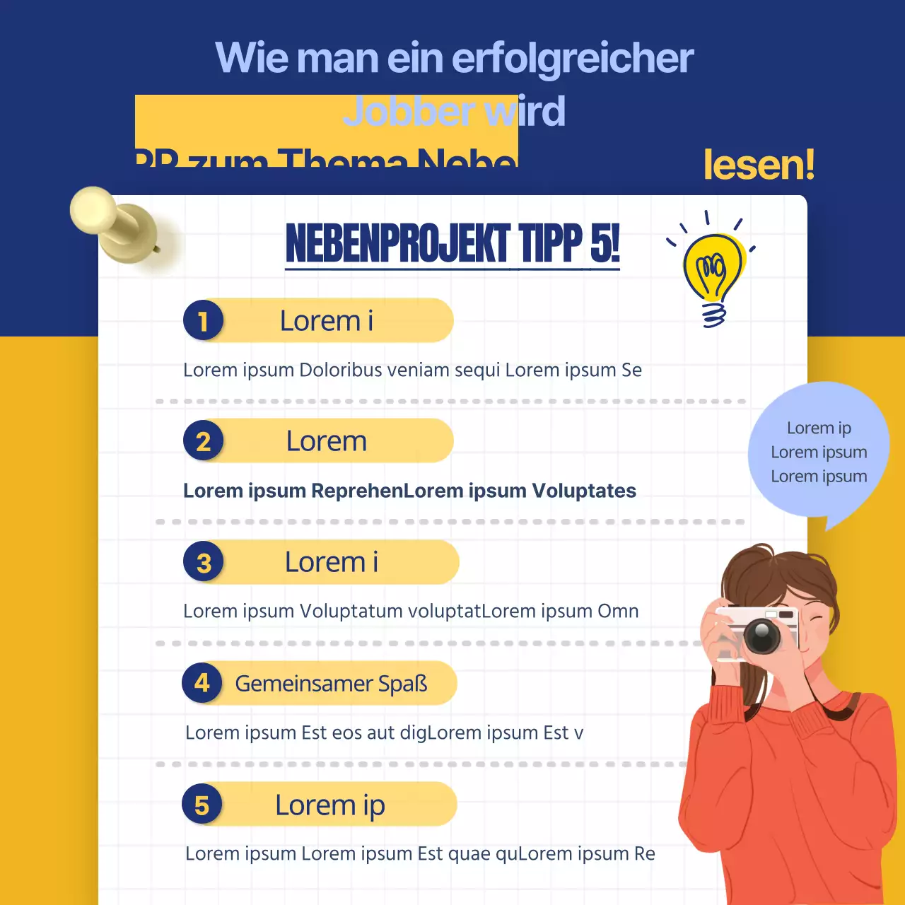 blau Illustration Konzept Büroangestellte Seite Projekt cardnews