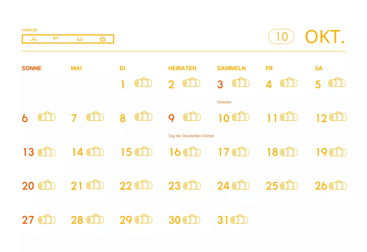 Orangefarbene Kalender zum Verschenken bei der Werbung für Ihr Yogastudio