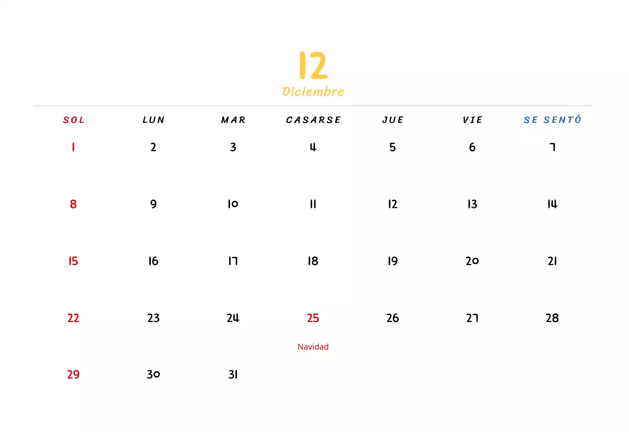 Calendario de Año Nuevo con simpáticas ilustraciones