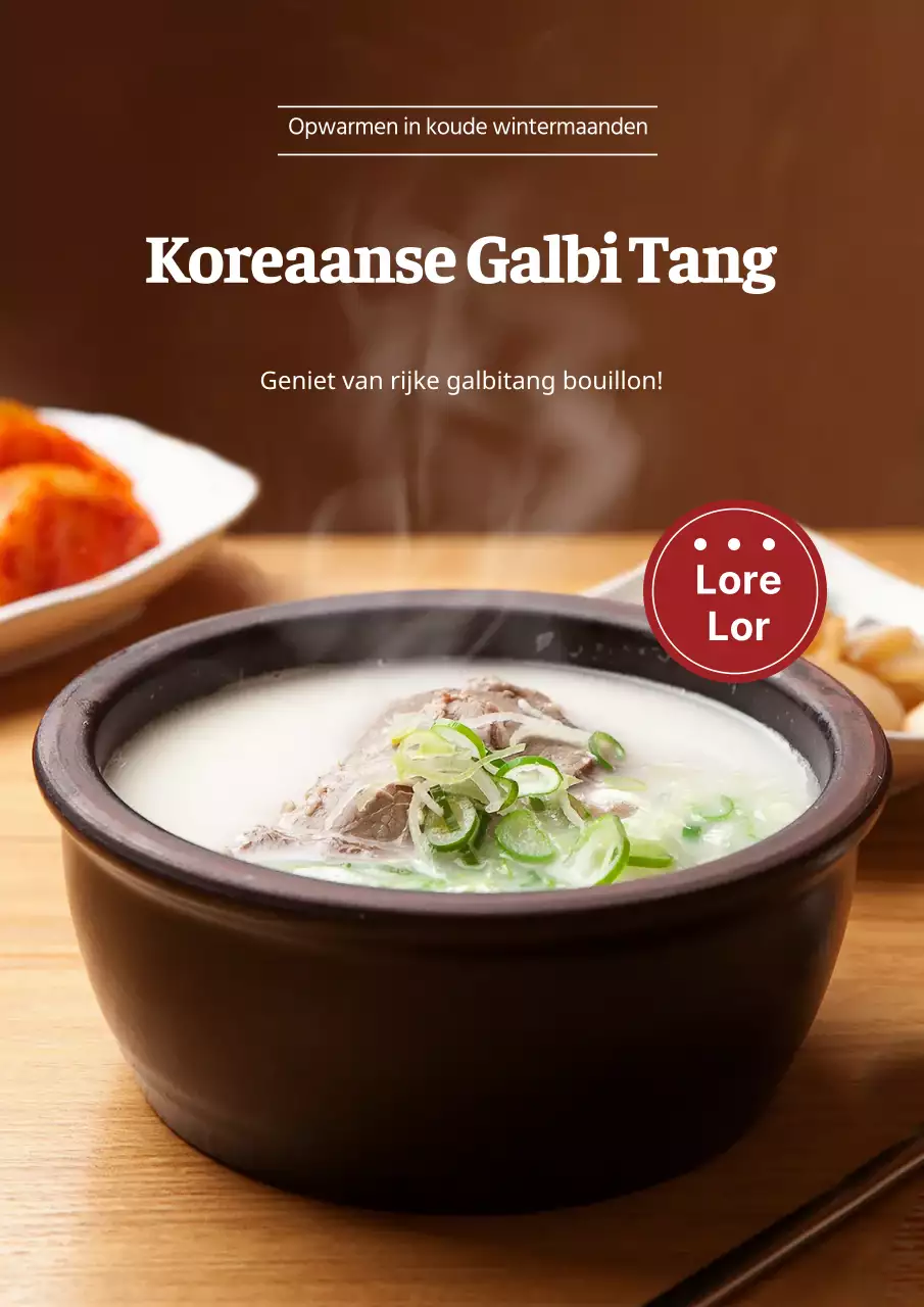 Bruine foto Koreaanse galbitang menu advertentie