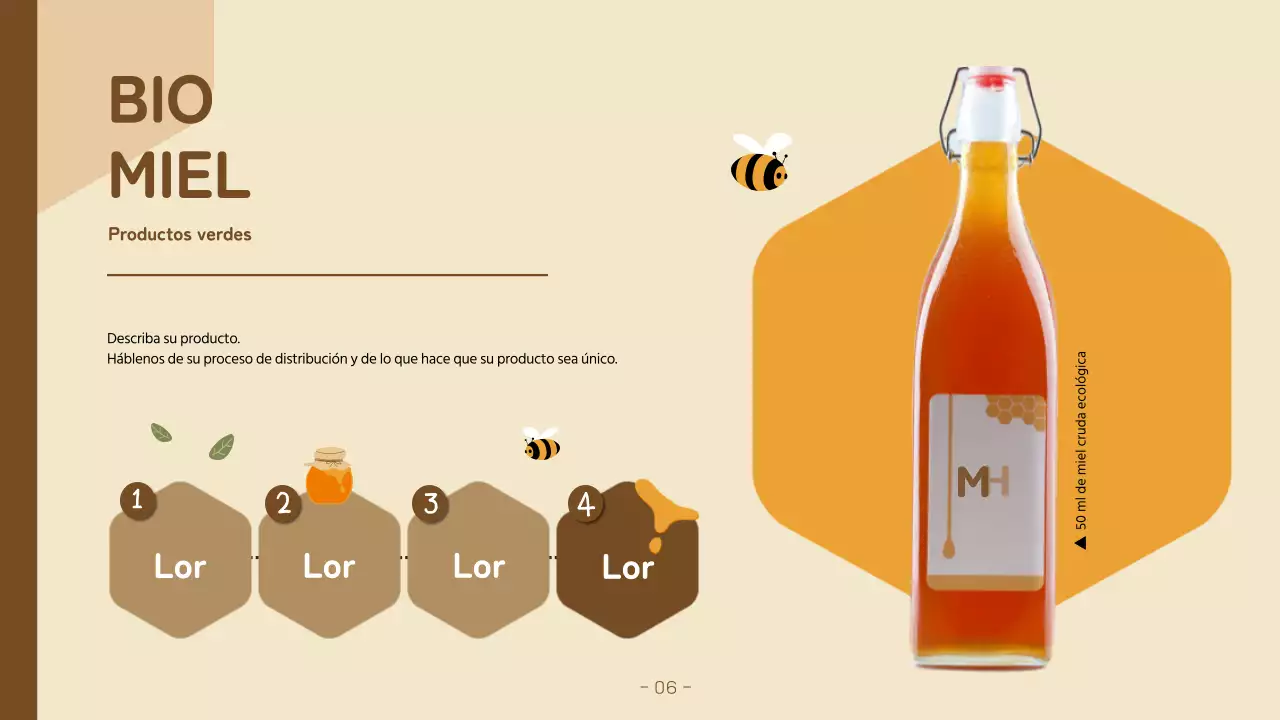 Una carta kitsch amarilla y marrón de una empresa de productos ecológicos