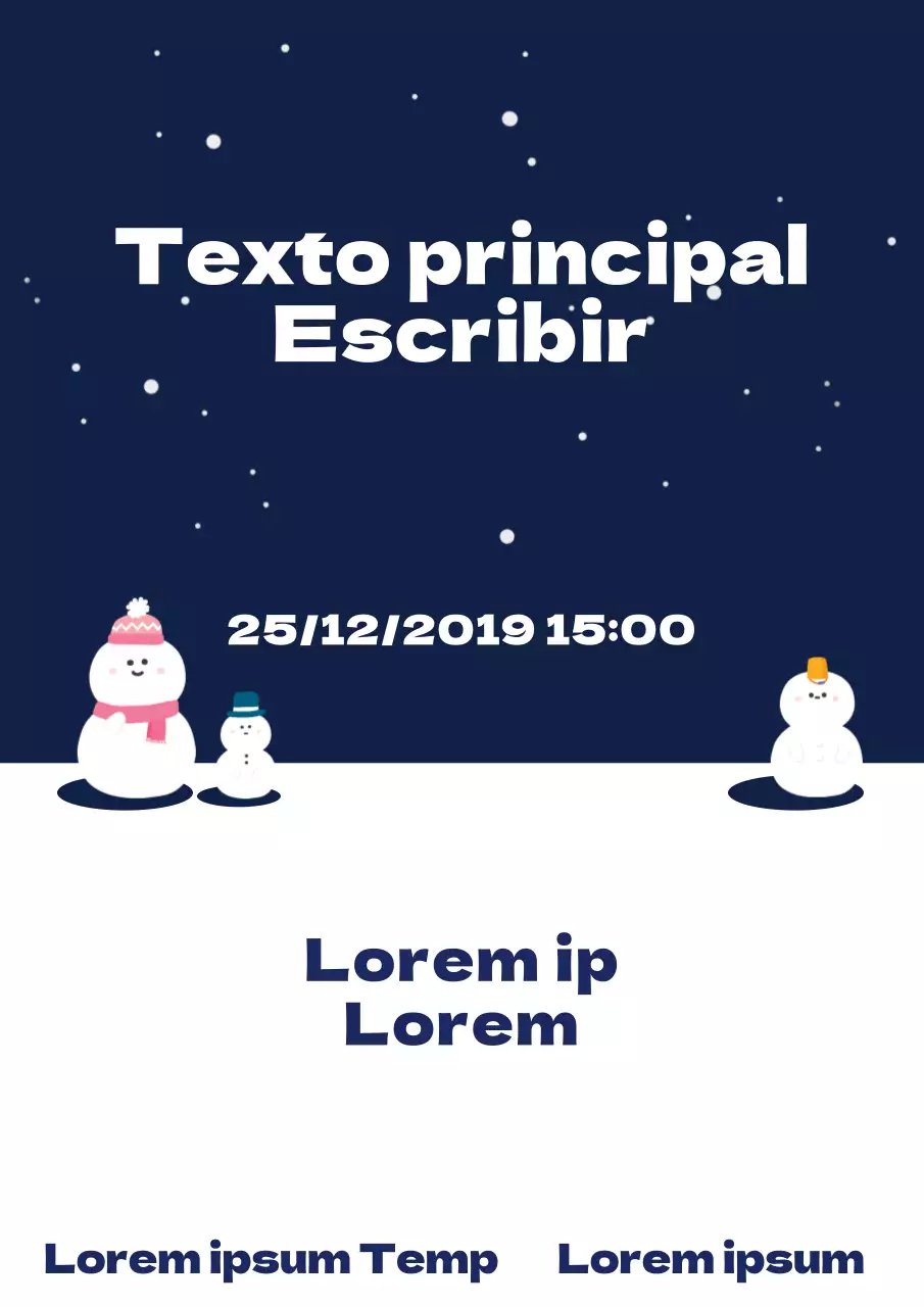 Promociona eventos invernales con simpáticos muñecos de nieve en azul marino