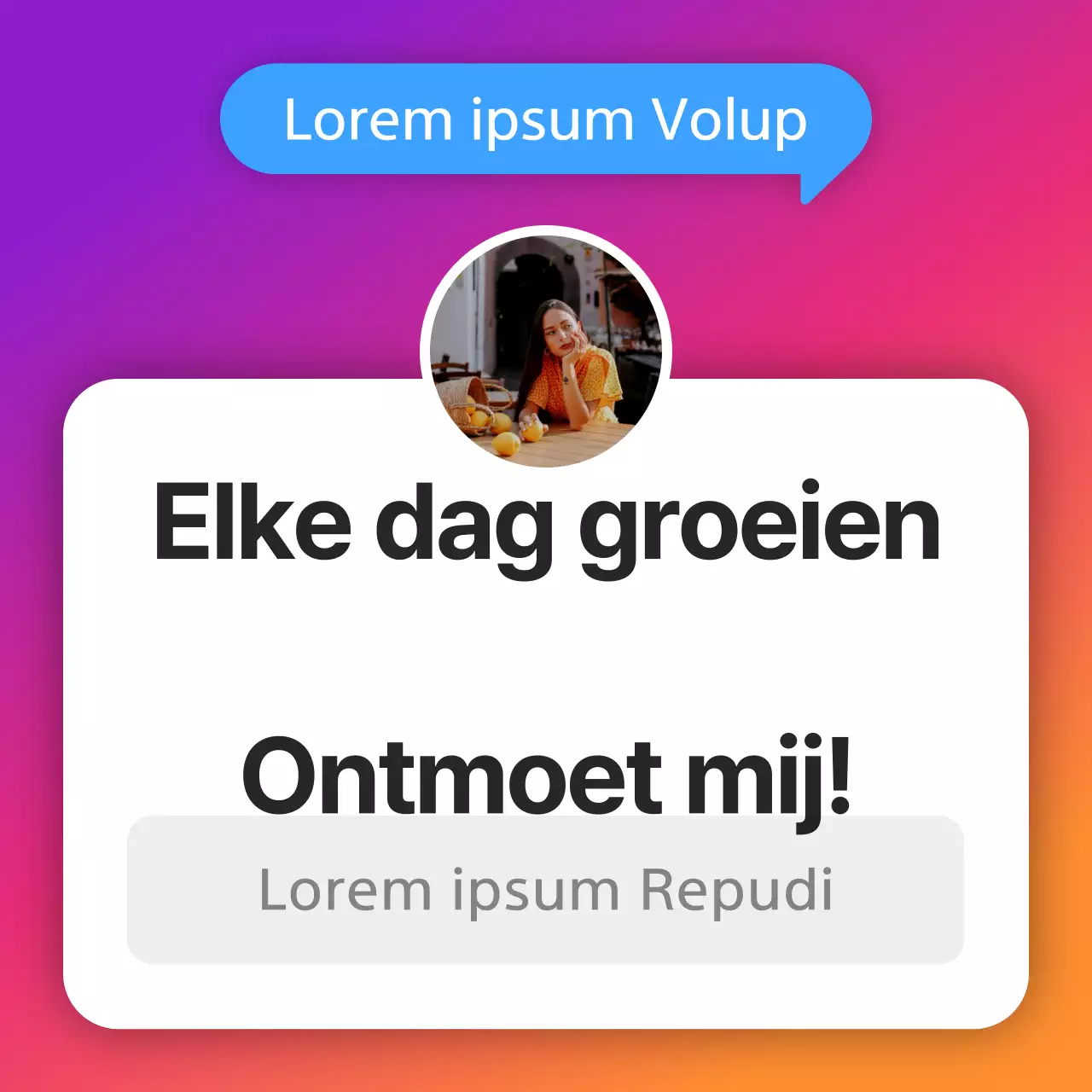 Instagram levenloos concept bio in paars en oranje kleurverloop