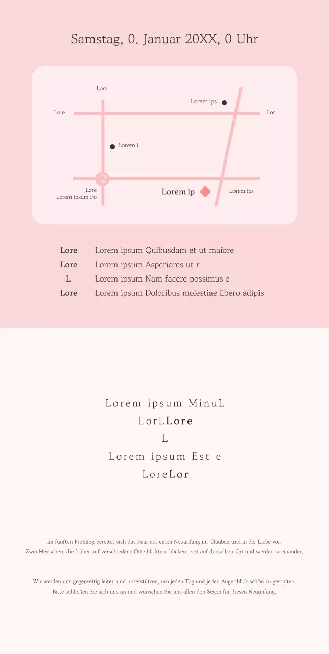 Elegante und stilvolle Hochzeitseinladung mit rosa Hintergrund