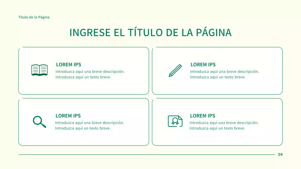 Presentación sencilla de un proyecto empresarial con puntos circulares verdes