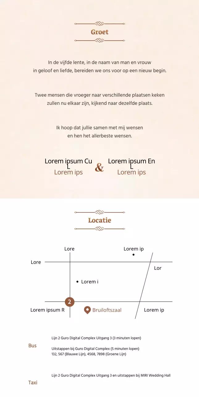 Eenvoudige witte en bruine huwelijksuitnodigingen