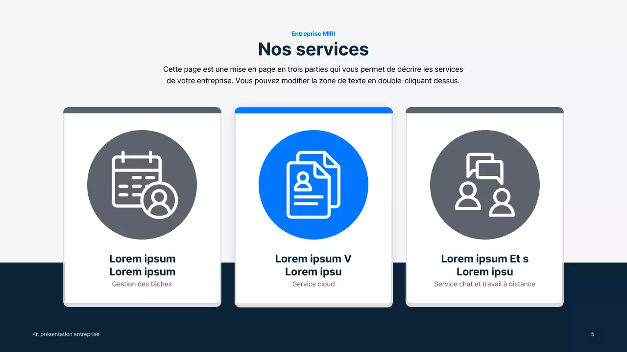 Matériel d'entreprise simple en bleu et gris