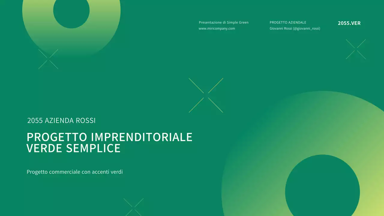 Presentazione di un progetto aziendale semplice con punti verdi cerchiati