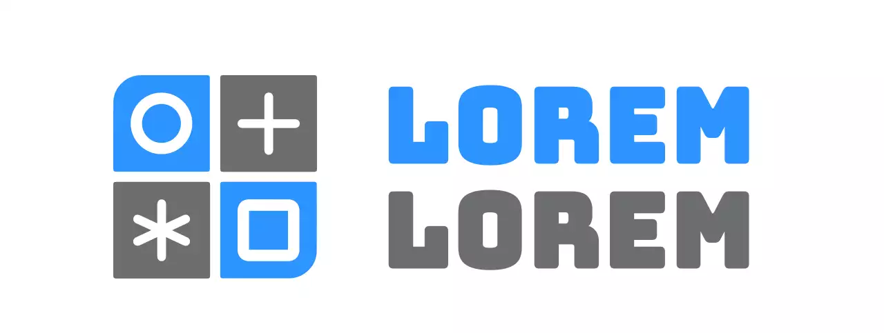 Eenvoudige, strakke vormen en symbolen logo combinatie stijl in blauw en donkergrijs Ziekenhuis promotie en promotie