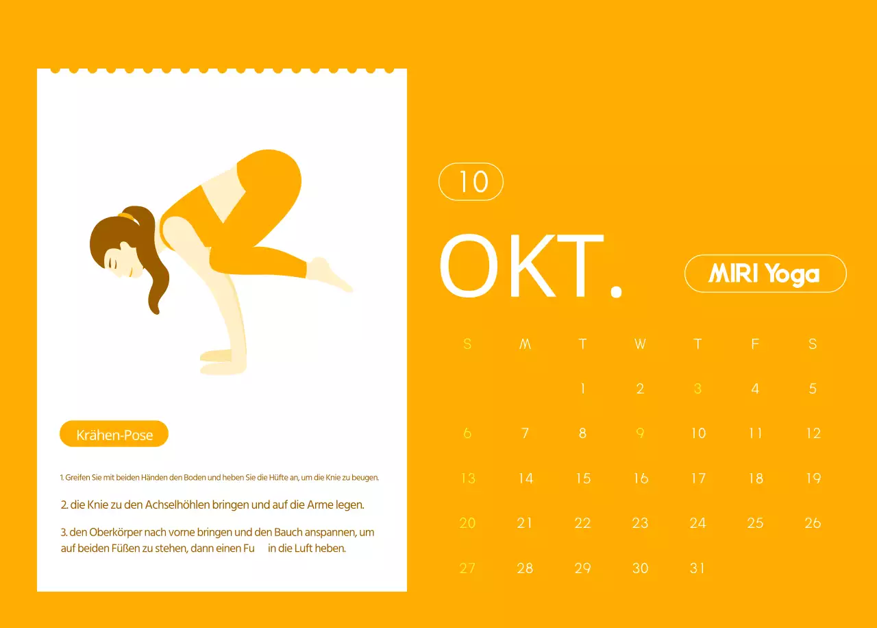 Orangefarbene Kalender zum Verschenken bei der Werbung für Ihr Yogastudio