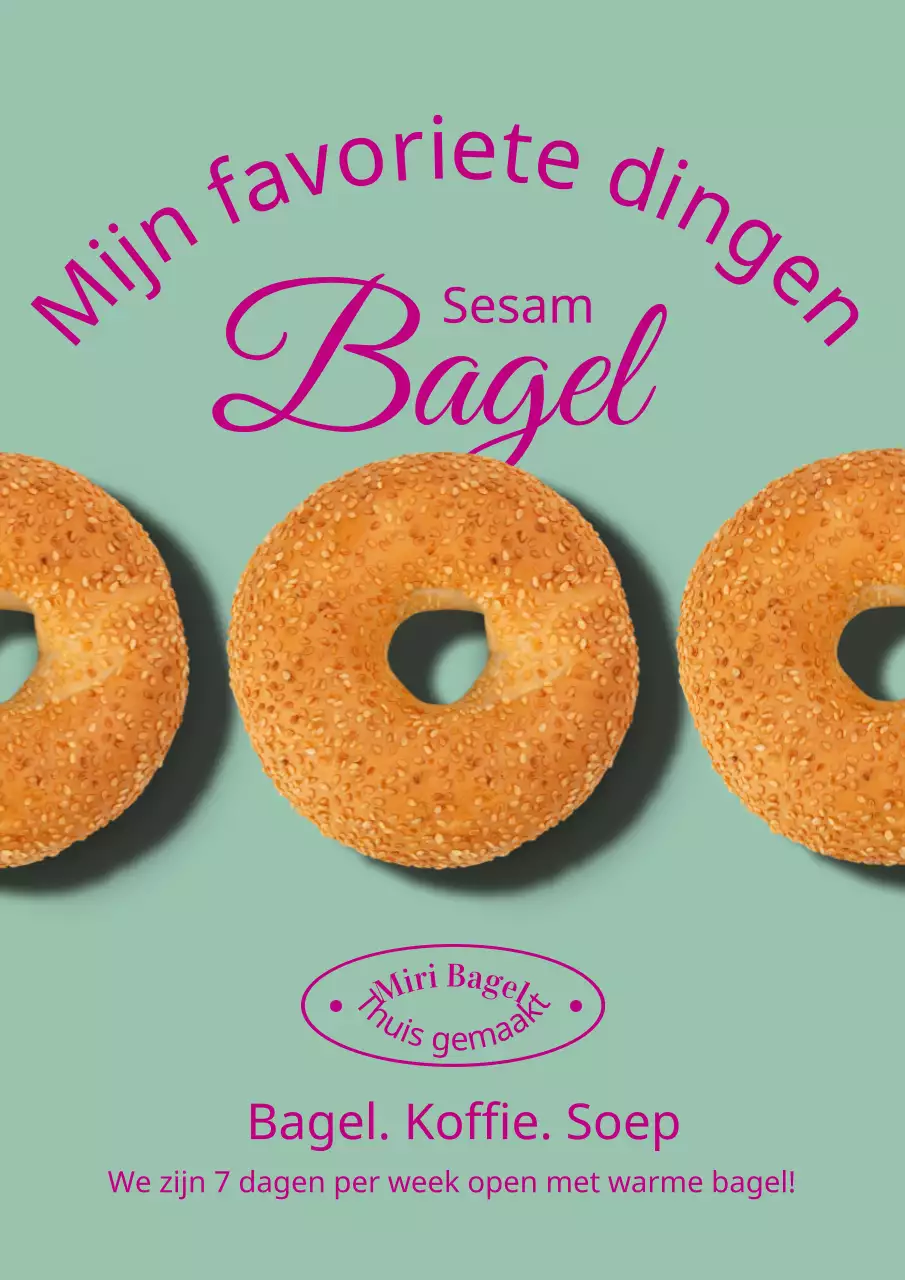 Mintkleurige café poster