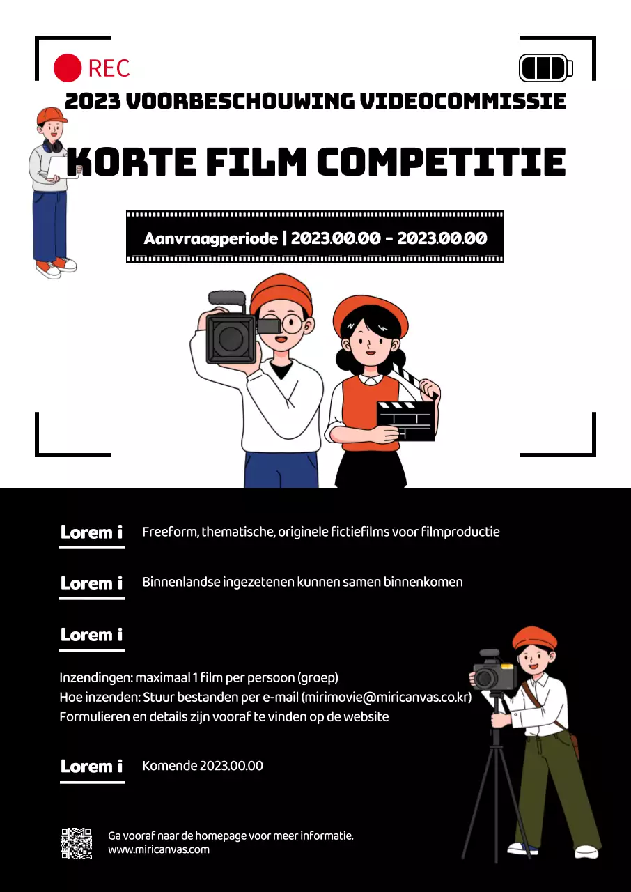 De wedstrijd bestond uit illustraties van opnames en personages van filmploegen op een strakke zwarte achtergrond.