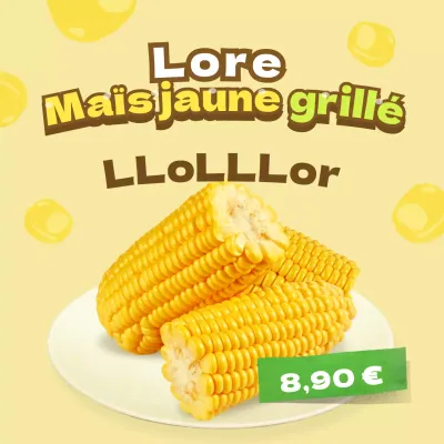 Vente de mignons snacks de maïs de couleur jaune