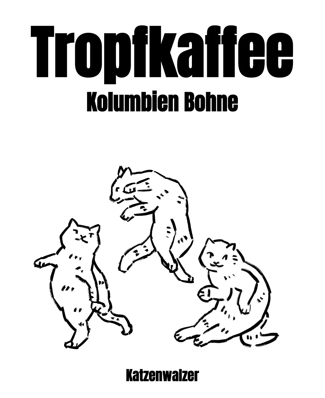 Schlichtes Design mit einer schwarzen, zeichnungsähnlichen Katzenillustration
