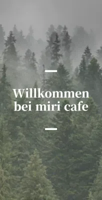 Englischsprachiges Cafe Balsa mit sentimentaler Beschilderung mit Waldfotos