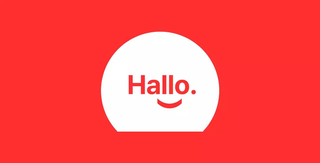 Hallo smiley rode achtergrond baldt